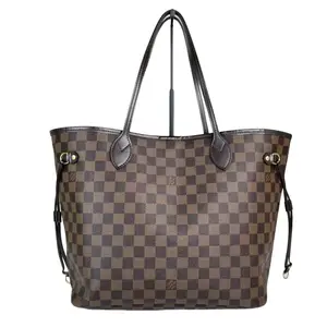 Pre-owned Louis Vuitton Leather Tote Bags Damier Ebene MM Neverfull Tote Bag Classic Checkered Design & Durable Handles for Everyday Use