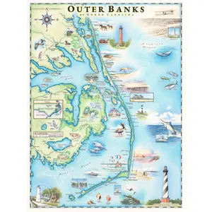 Xplorer Maps MAPOBX Outer Banks Hand-Drawn Map