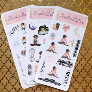 Black Girl Planner Stickers - Self Care Planner Stickers - Manifest Planner Stickers - Yoga Planner Stickers - Journal Stickers - Brown Skin Stickers