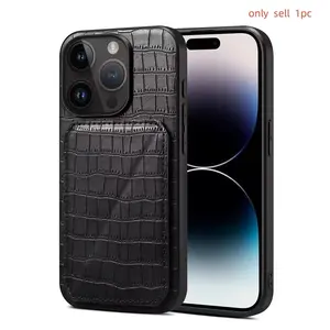 Crocodile PU Leather Wallet Case For iPhone 17/16/15/14/13/12 Pro Max, Card Holder Kickstand Shockproof Protective Phone Cover