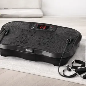 High Power Vibration Plate with Digital Display and Adjustable Resistance Bands for Home Workouts