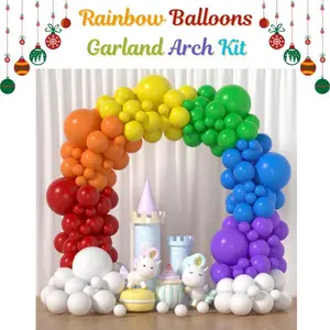 Rainbow Balloon Garland Arch Kit – Colorful Mixed-Size Latex Balloons for Christmas Party, Birthday, Baby Shower & Holiday Celebration Decorations – Perfect Gift Idea