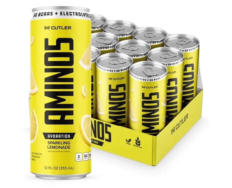 Cutler Aminos Hydration Sparkling Lemonade Sport Drink - 12 fl oz (355 mL) - 12 Pack