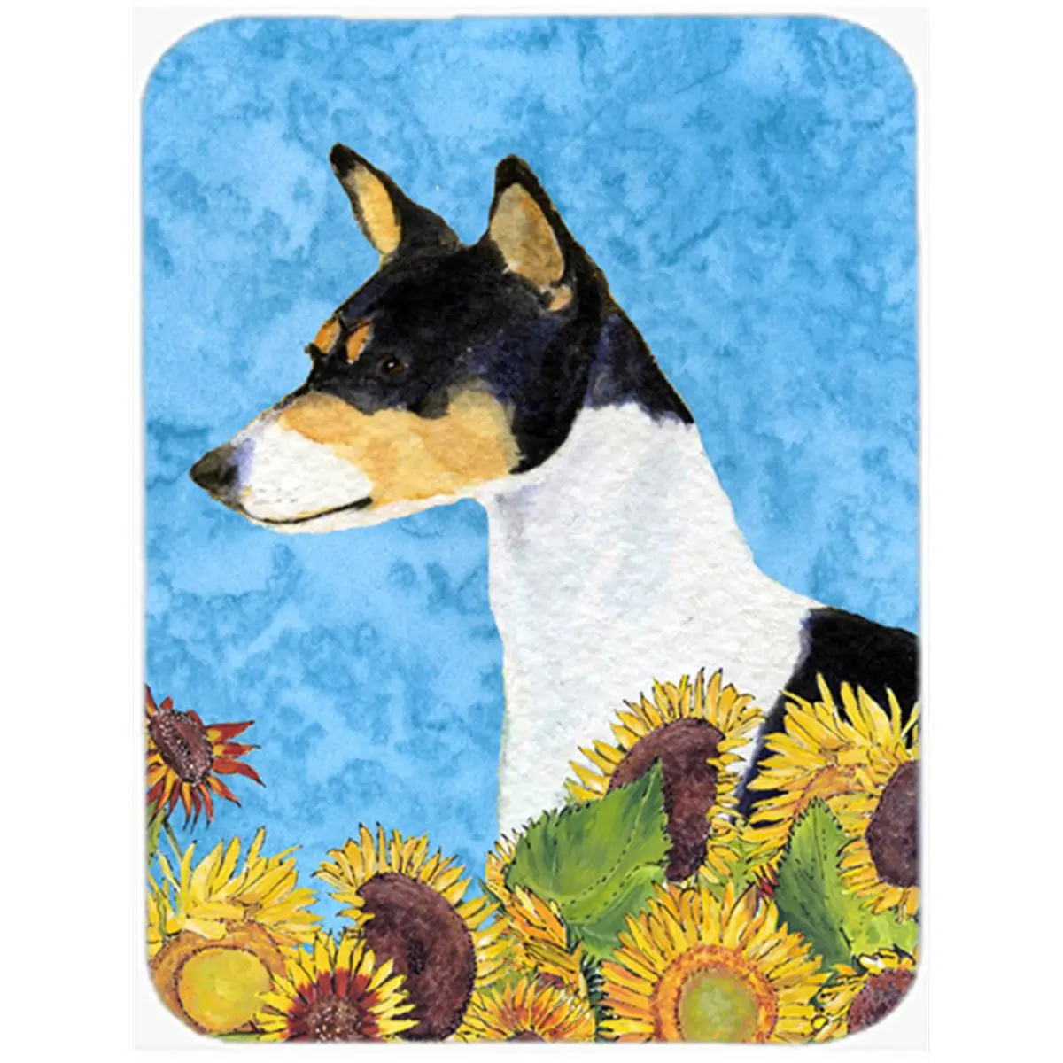 Basenji Large Durable Glass Chopping Board with Anti-Slip Base, Unique Artist's Print, and Non-Slip Design for Cutting Tasks, Anti-Slip Base Chopping Boards, Unique Cutting Board With Artist's Print