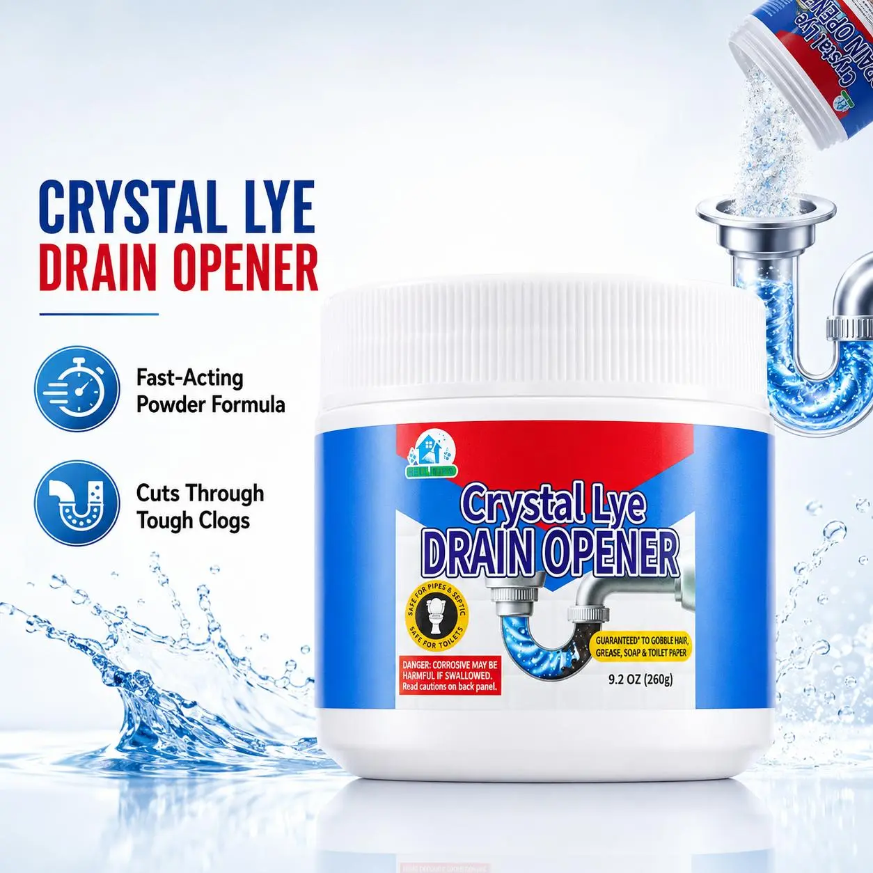 Fast-Acting Pipe Unblocker (260g) – Dissolves Hair & Grease | Safe for All Drainage Pipes