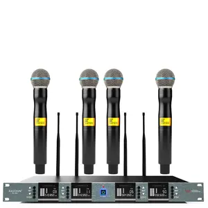 Kaschun BS-883 Professional 4-Channel UHF Wireless Microphone System - 328ft Range, Volume Control, Live Broadcasting Equipment for Karaoke, Live Streaming
