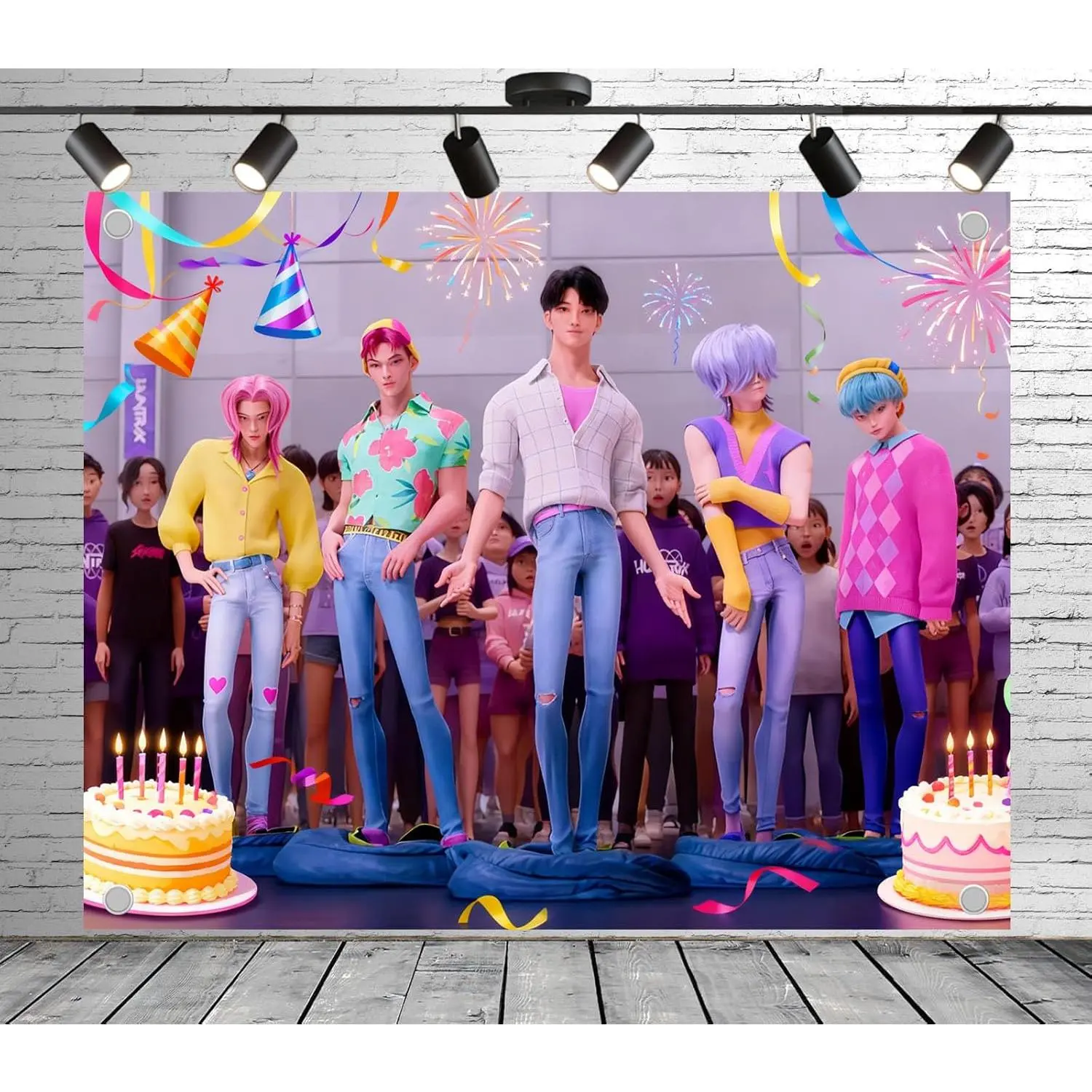 Demon Movie Backdrop - Korean Idol Theme Style Polyester Fabric Banner for Kids Cosplay Photography Birthday Party Photoshoot Background Anime Fans Hoom Decor Studio Props
