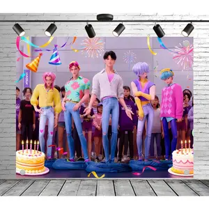 Demon Movie Backdrop - Korean Idol Theme Style Polyester Fabric Banner for Kids Cosplay Photography Birthday Party Photoshoot Background Anime Fans Hoom Decor Studio Props