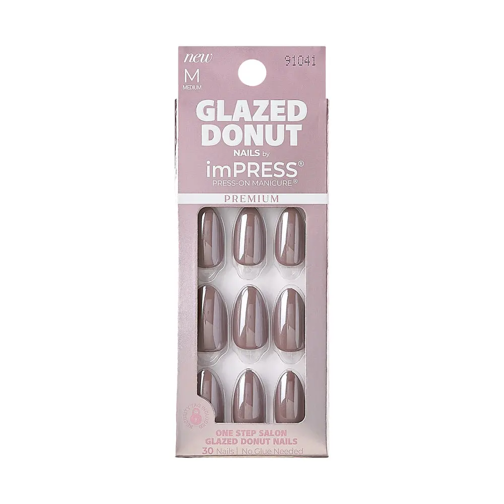 KISS imPRESS Premium Glazed Donut Press-On Nails – Glossy Finish, Short