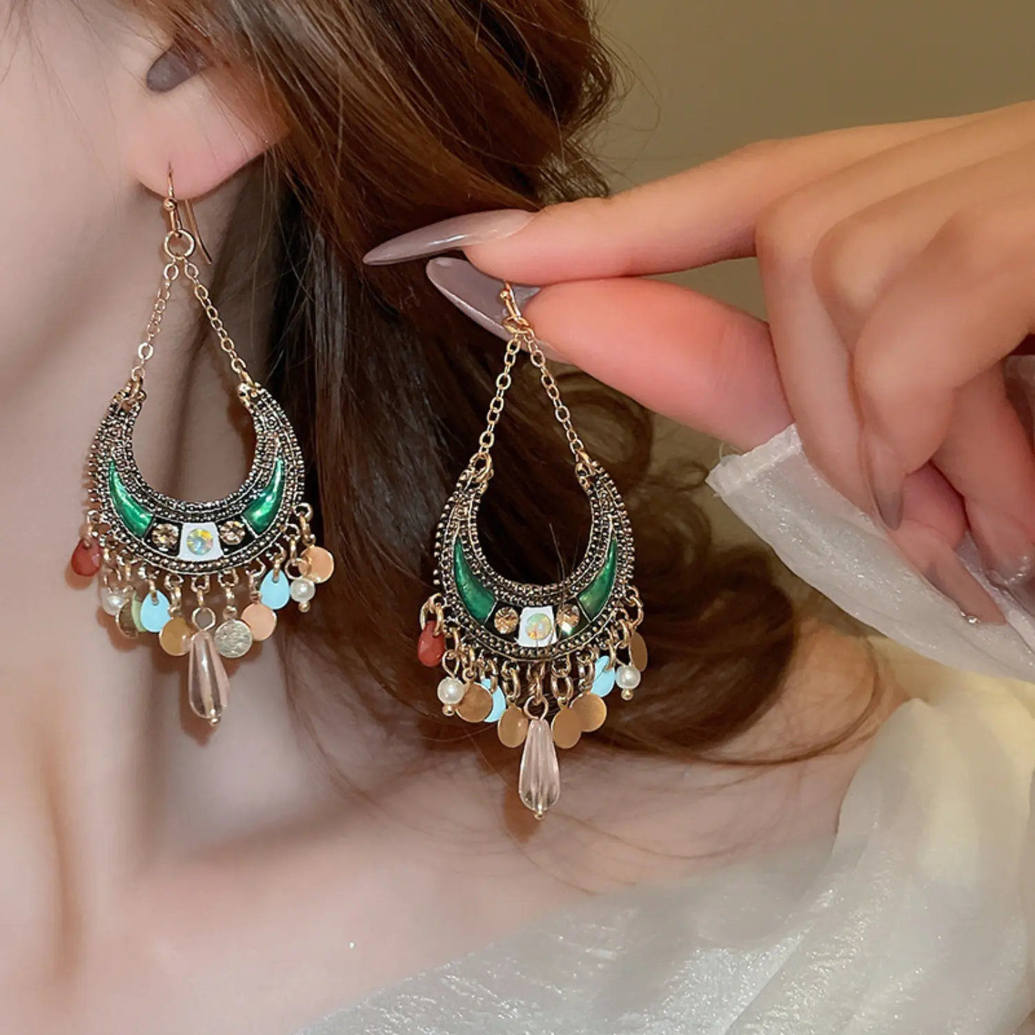 Bohemian Tassel Dangling Earrings for Women, Long Ethnic Fringe Statement Jewelry for Vacation & Festivals, Tassel Earrings