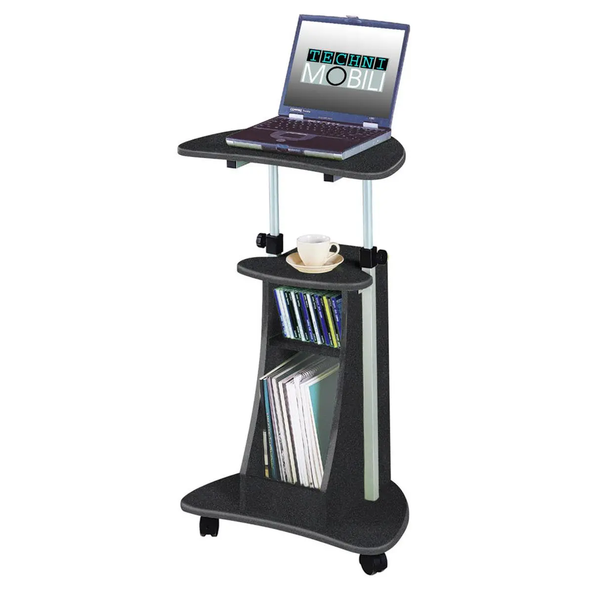 212 MAIN Rolling Laptop Cart with Storage, Rolling Laptop Desk - Graphite