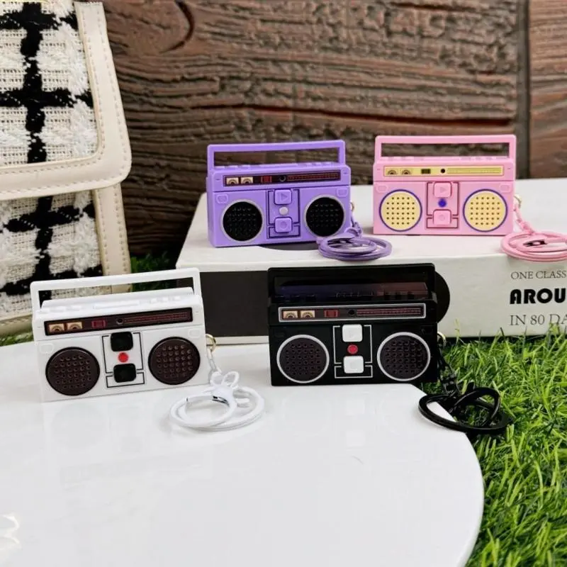 2 Pcs Nostalgic Mini Radio Recorder Keychain Set  Vintage-Inspired Cute Bag Charms, Retro Design, Lightweight & Durable, Perfect for Daily Use, Backpacks, Gifts & Teacher Appreciation