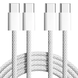 Braided USB C to USB C Cable 6FT - 60W Type C Fast Charger, USBC to USB-C Woven Power Cord for iPhone 16/15 Pro Max Plus/MacBook/iPad/AirPods and More [Pack of 2]