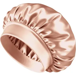 BONNET QUEEN Silk Bonnet for Sleeping Women Satin Bonnet Hair Wrap with Elastic Wide Band Sleep Cap for Curly Hair Night Cap