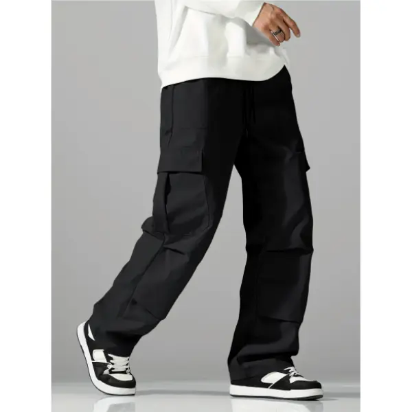 Men’s cargo casual athletic pants – 100% polyester, regular straight fit, multifunctional pocket design, machine washable, comfortable for all seasons, suitable for workouts and everyday wear