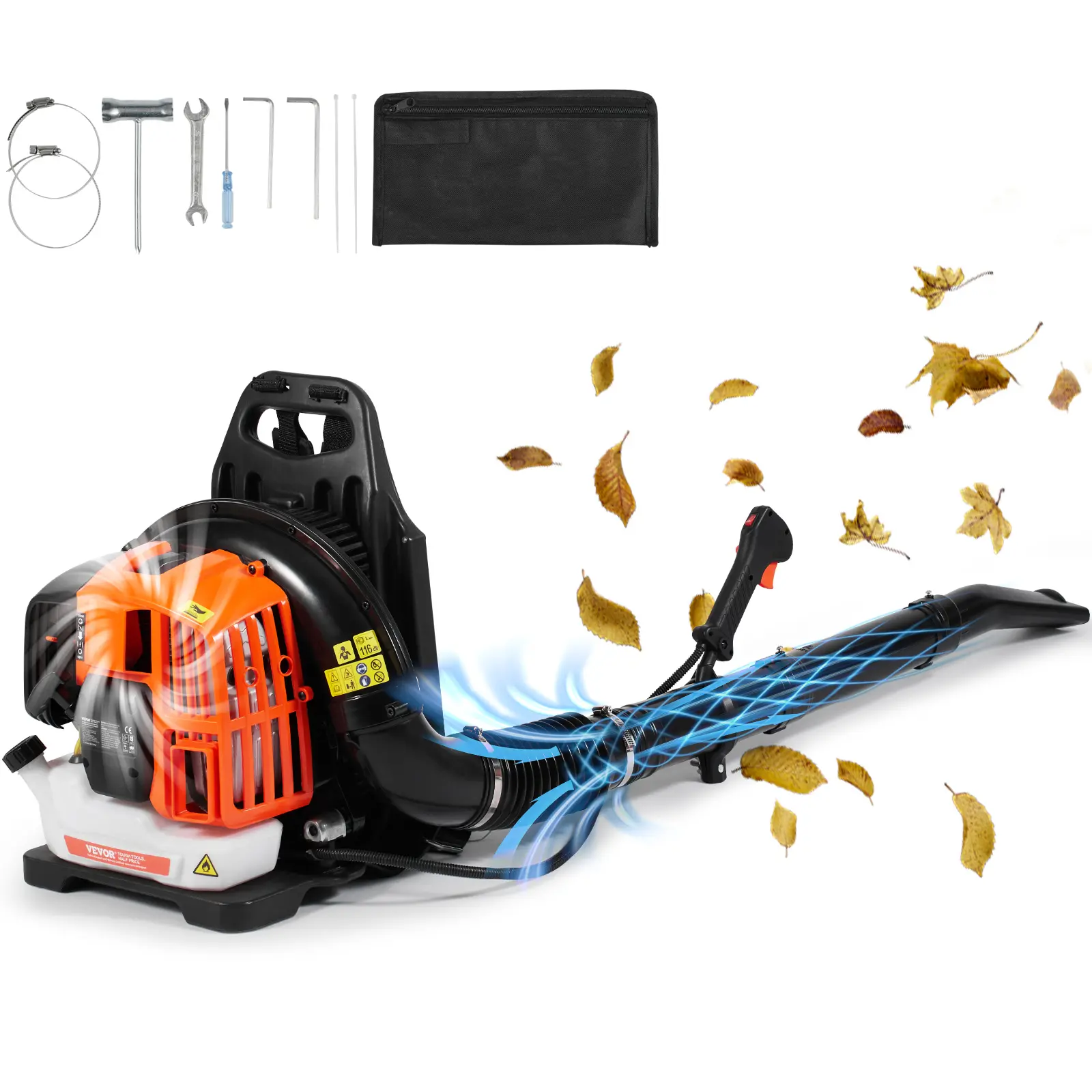 【summerfinds】VEVOR Backpack Leaf Blower, 52CC 2-Cycle Leaf Blower with 1.37L Fuel Tank, 480CFM Air Volume 175MPH Speed, Ideal for Lawn Care, Leaf Cleaning, and Snow Removal