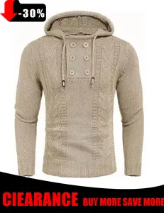 COOFANDY Fall Outfits Men's Knitted Hoodies Pullover Casual Comfortable Long Sleeve Turtleneck/High Neck Sweaters - For Casual/Business/Holiday Stylish Cotton