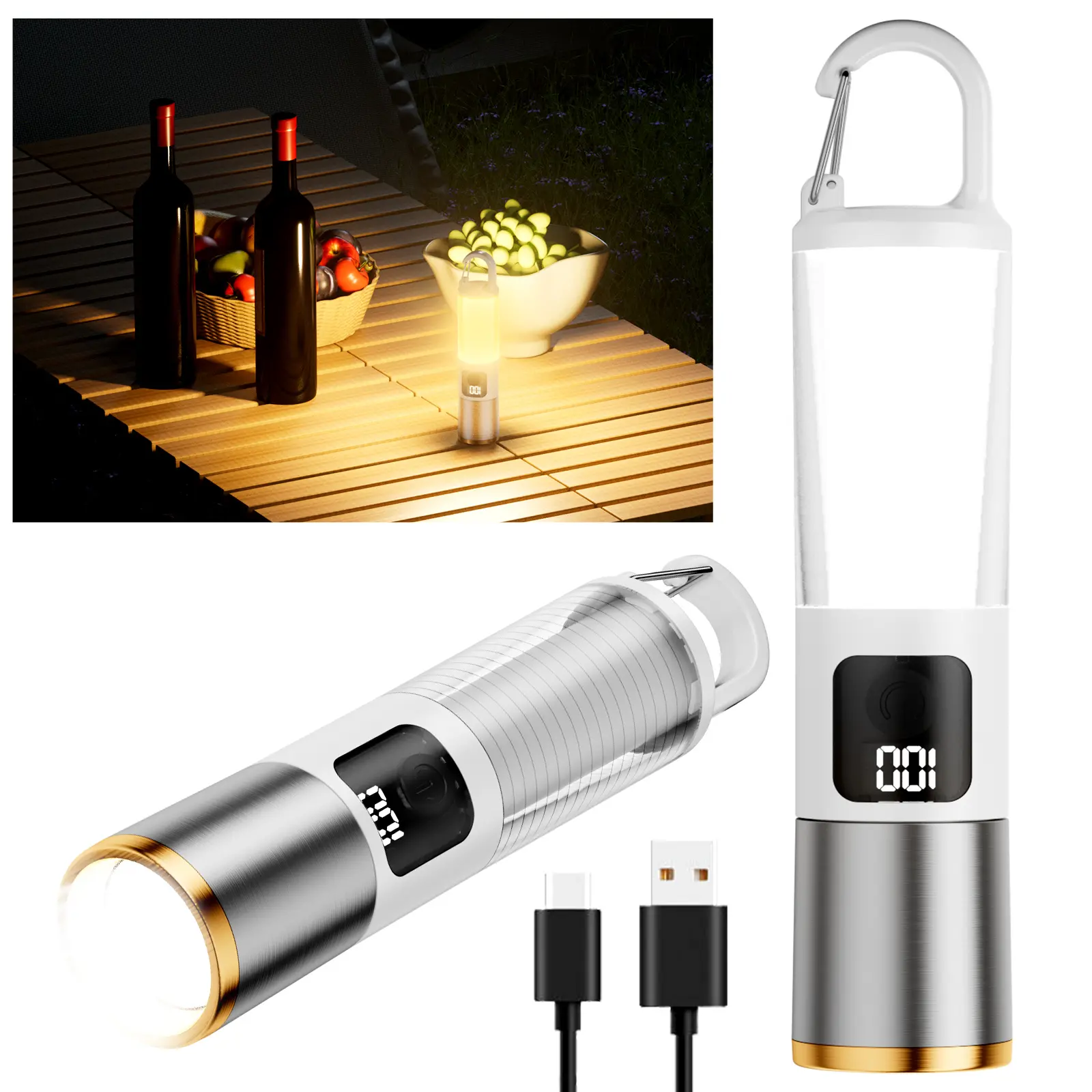 SKYFIRE 2154 High Performance Super Bright LED Flashlight, 200 Lumens, 7 Modes, USB Rechargeable, Zoomable Focus, Waterproof Durable Camping Light for Outdoor Hiking Emergency Use, High Performance Flashlight, Usb Rechargeable Flashlight