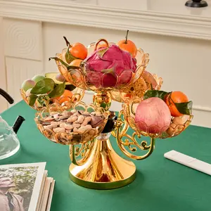 New household fruit tray, rotatable multi-layer fruit tray for living room, suitable for dry fruits and candies, light luxury high-end multi-compartment crystal fruit tray