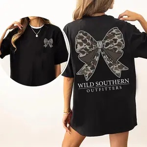 Women's Camo Print Vintage Fitted Round Neck Cotton T-Shirt - Casual Everyday Top for Summer Wear
