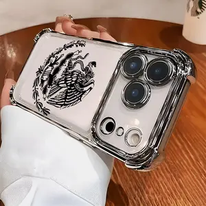 Mexican National Emblem Phone Case for iPhone 17 Air 16 Pro Max 15 Plus 14 13 12 11 X XS Soft Silicone Shockproof Protection Electroplating Safety Cushion 2D Printing