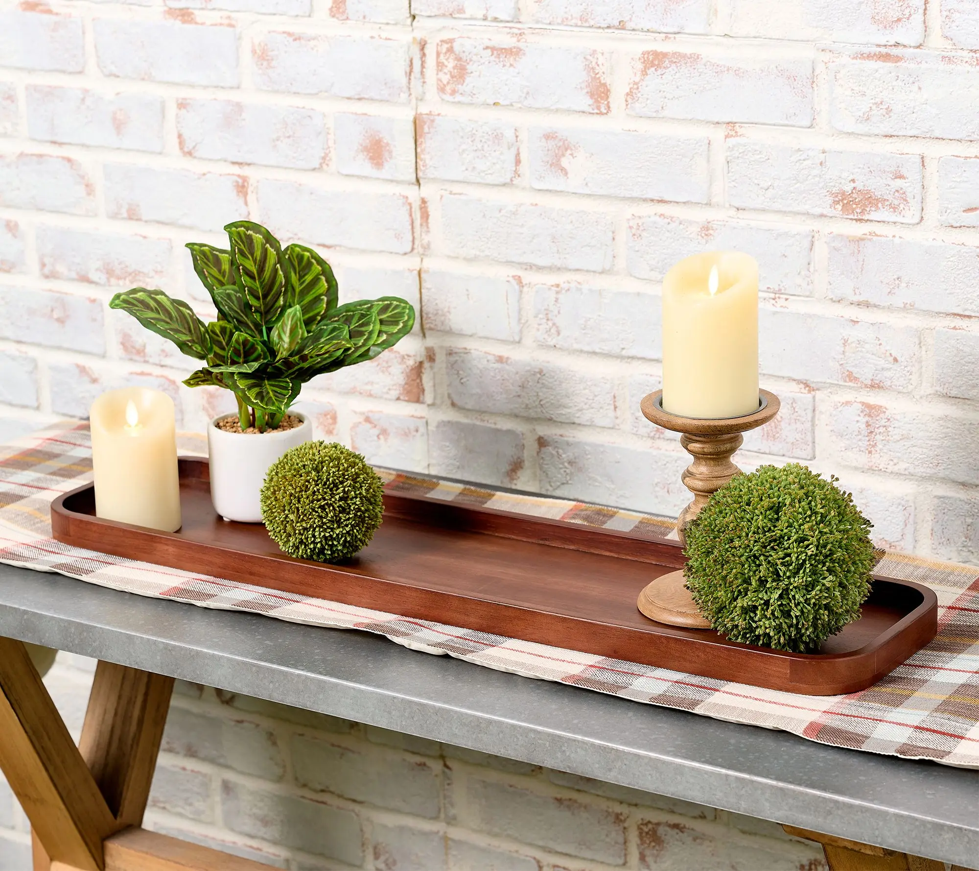 Home Reflections 31" Rectangular Wooden Tray