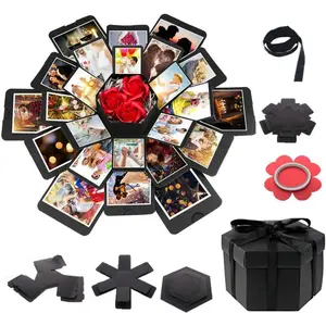 Explosion DIY Gift Set Exploding Love Box for Couples Sentimental Memory Box with Customizable Scrapbook Style Photo Album Ideal for Weddings Birthdays & Anniversaries