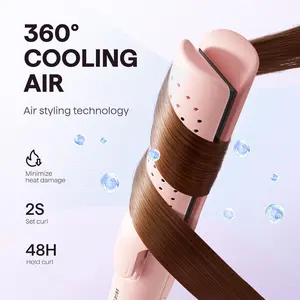 Wavy Airflow Styler Curling Iron, Cool Curl, 360° Cool Air Lock in Style for Lasting Curls, Reduces Damage, 2 in 1 Hair Straightener and Curler, 1 Inch, Anti-Scald for Short Long Hair, Adjustable Fluffy wavytalk thermal blowout hair curler