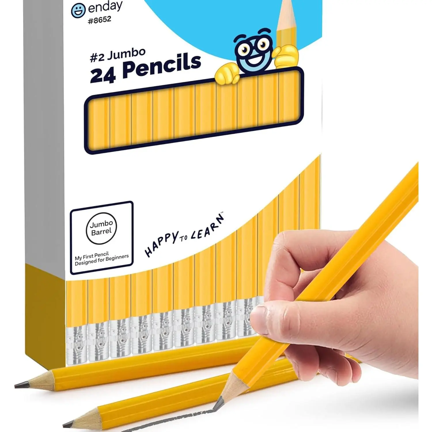 Enday  Pencils For  (24 Pack) No 2 for ,  School Supplies,  Pre-Sharpened Round Pencil with Eraser Top Thick Pencils for  ages 4-8