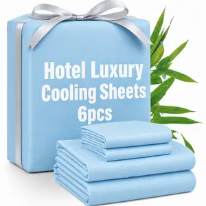 Cosybay 6pcs Cooling Sheets Set - Bamboo Bed Sheets Set Queen Size - Luxury Fitted Sheet Set (Twin & Twin xl & Full & Queen & King Size)- 1660TC Ultra Soft Sheet & Pillowcase Sets - 18" Deep Pockets, Fit for all mattress - Unmatched Comfort,Father's Day