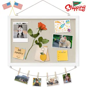 Cork Board with Linen White,Bulletin Board 17x12