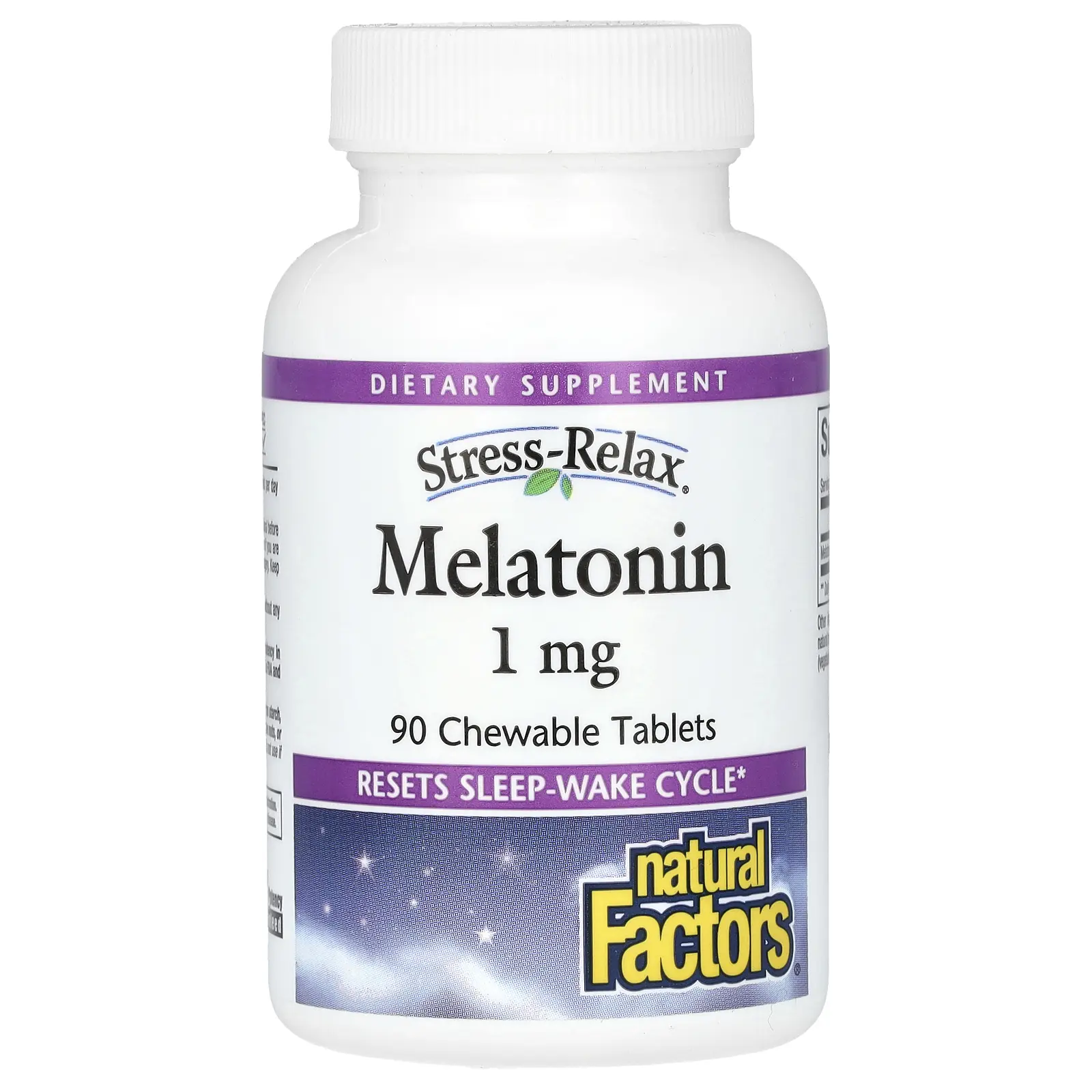 Natural Factors Stress-Relax®, Melatonin, 1 mg, 90 Chewable Tablets