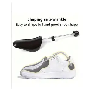 2 Pcs Unisex Adjustable Plastic Spring Shoe Trees With Anti-Deformation And Anti-Wrinkle Function, Black