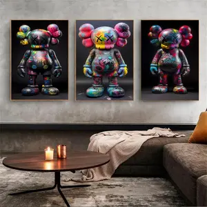 Graffiti Kaws Digital Print Set Colorful Hypebeast Wall Art - Urban Street Art Poster - Trendy Kaws Room Decor - Modern Sneakerhead Artwork