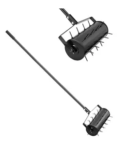 VEVOR Rolling Lawn Aerator 18-inch Heavy-Duty Manual Rolling Aerator Lawn Black