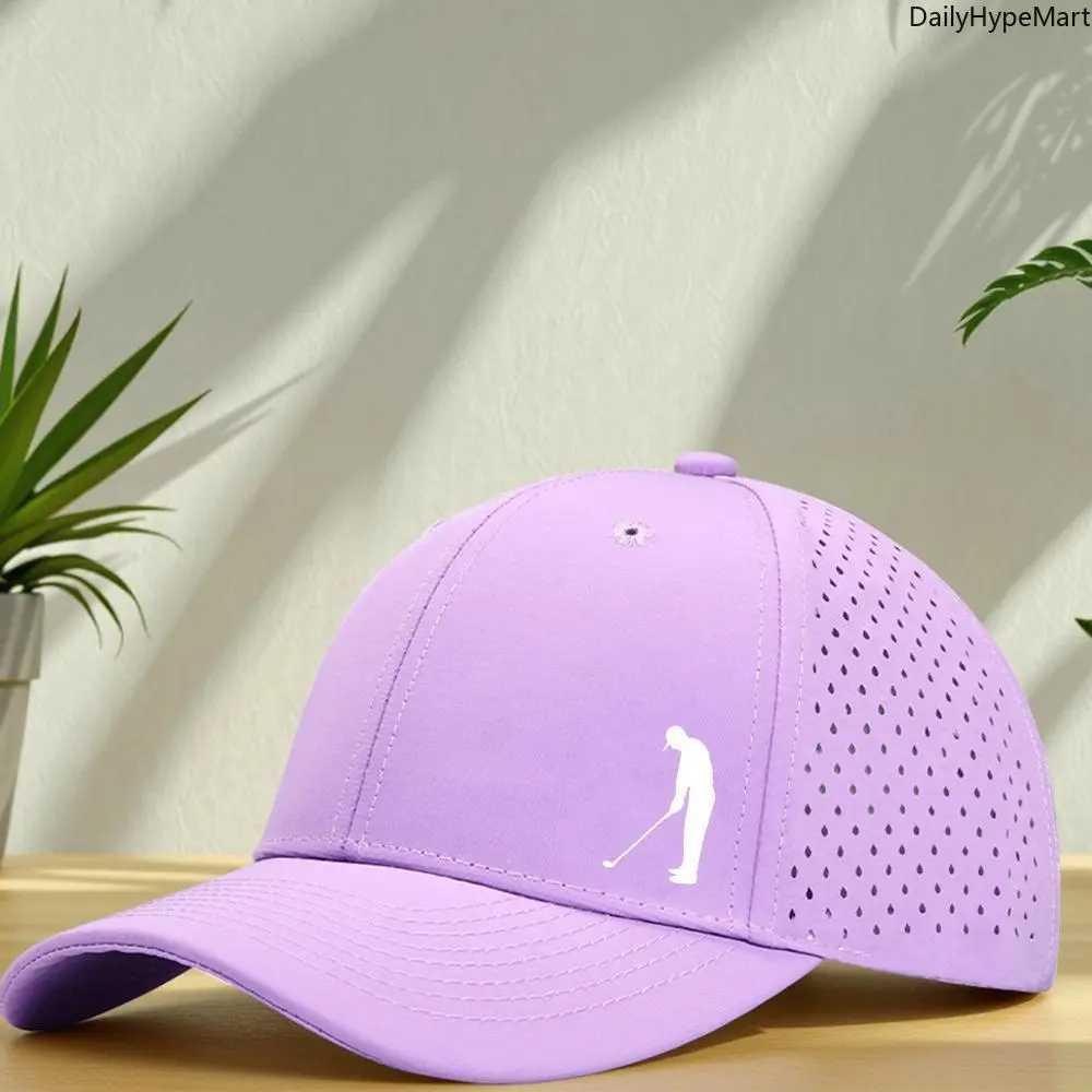 Men's Quick-Dry Perforated Breathable Mesh Golf Cap - Adjustable Lightweight Snapback Trucker Hat, Men's Hats for Golf, Breathable Mesh Caps, Lightweight Golf Hat