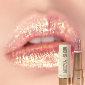 Pinkish Golden Pearlescent Lipstick Glossy Glitter Shimmer Lip Makeup Creamy Lip Gloss For Party Stage Cosplay Valentine's Day GiftsDetails Save
