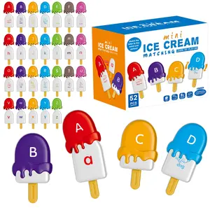 Ice Cream ABC Matching Game, Educational Alphabet Toy with Uppercase & Lowercase Letters, Preschool Alphabet Tool, Preschool Learning Activities for Kids, Fine Motor Skills Montessori Toy, Ideal Gift for Christmas, Easter, Birthday Party