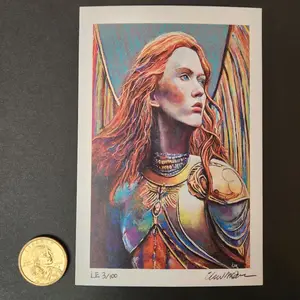 Vengeance is Beautiful 4x6 Signed Angel Art Print Numbered Mini Colectible Pastel Artwork Hand Signed And Numbered Premium 18pt Cardstock