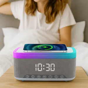 Modern Digital Clock Desk-to-Bedside Power & Comfort Bundle - 2-in-1 Mug Warmer for Sipping, 5-in-1 Wireless Charging Alarm Clock Speaker, Home Supplies Household Items Decor Room Decor