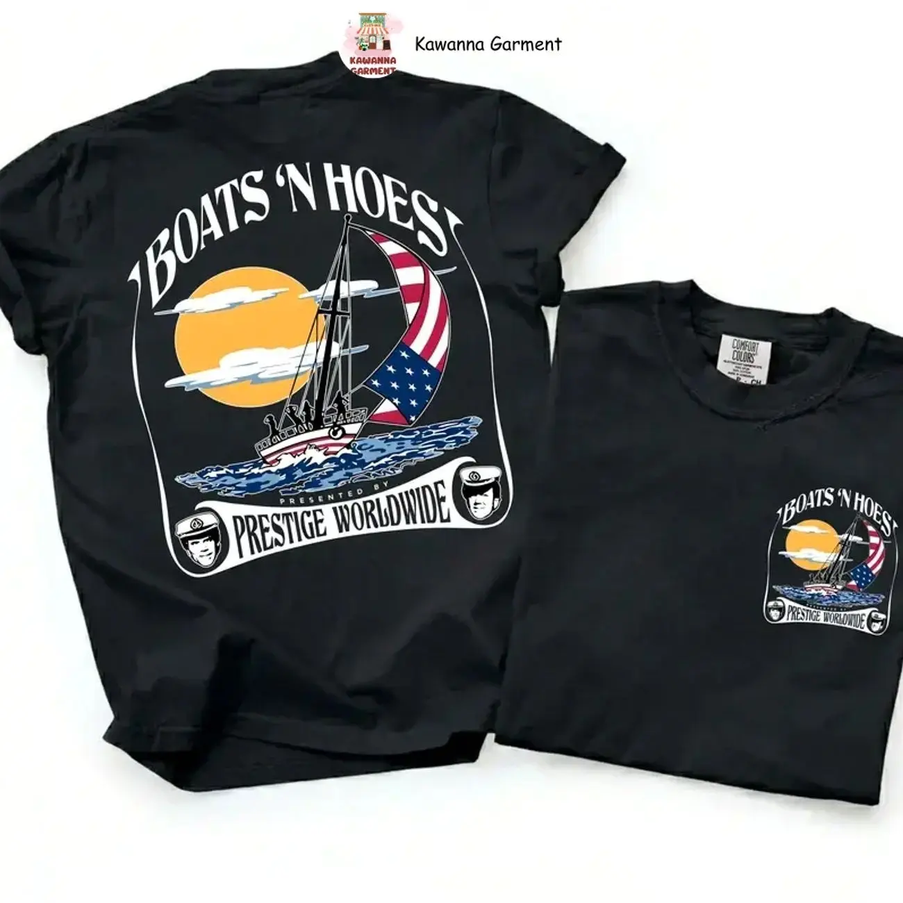 100% Cotton Boats 'N Hoez Step Brothers Movie T-Shirt - Sunny Shortsleeve Basic Relaxed Fit, Vintage Retro Summer Day Casual Tee, Classic Funny Full Size Soft Top, Breathable