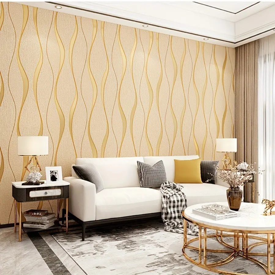 3D Striped Self-Adhesive Geometric Wallpaper, Waterproof Mould-Proof, Ideal for Living Room Bedroom, Multiple Sizes Available