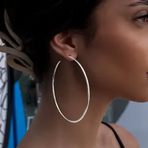 Plain Hoop Earrings in White Gold - Perfect Gift