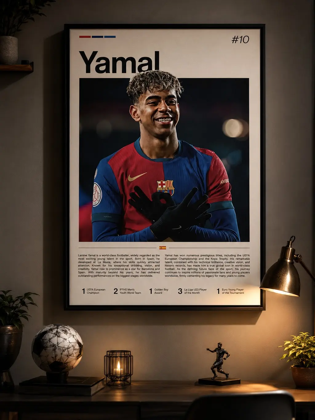 Lamine Yamal Barcelona Soccer 1-Piece Canvas Poster, HD Print High-Detail Football Star Wall Art, Modern FC Sports Home Decor, Gift for La Liga Soccer Fans & Sports Enthusiasts