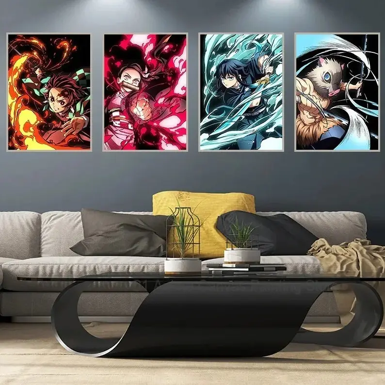 Japanese Anime Demon Slayer Wall Art Poster Nezuko and Tanjiro Art Poster Unframed HD Print Home Office Decor Unique Trendy Christmas Gift