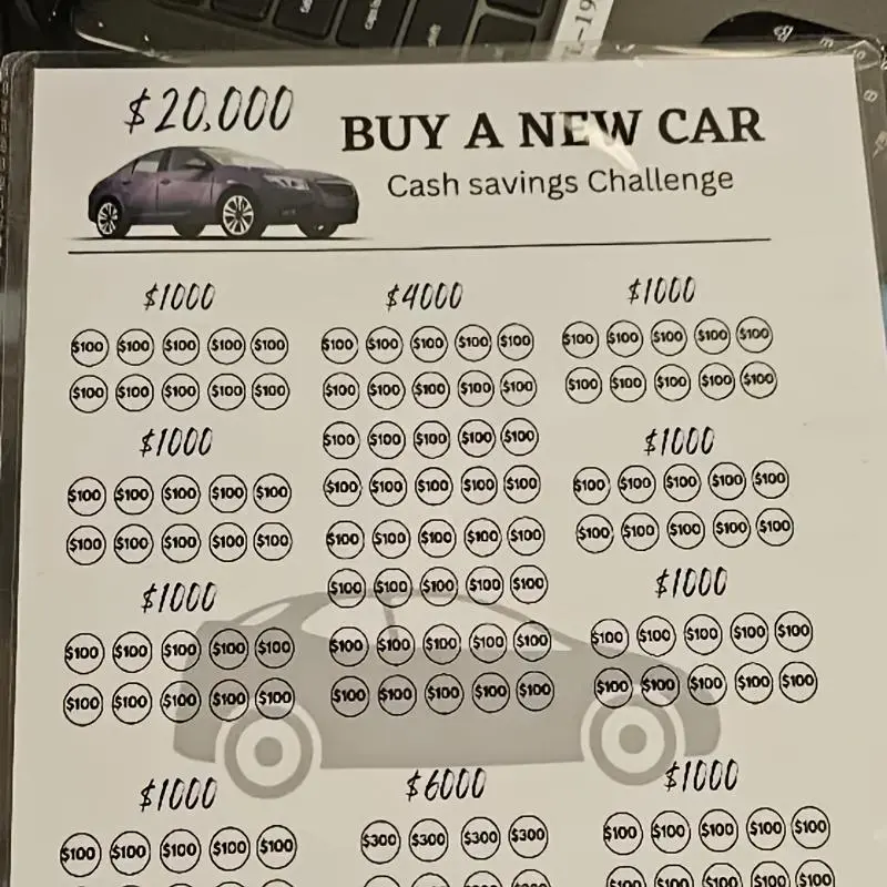 Car Cash Savings Challenge, 1 Count Car Cash Savings Challenge Card, Gift Wrapping Supplies for Car Purchase Plan Gift, Savings Challenge Planner
