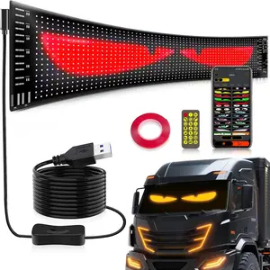 1 PC Scrolling Advertising LED Sign, Devil Eyes Light for Cars, Programmable Store Sign with Remote APP Control, Flexible Digital Display, DIY Text Pattern Animations for Shop Bar Hotel.