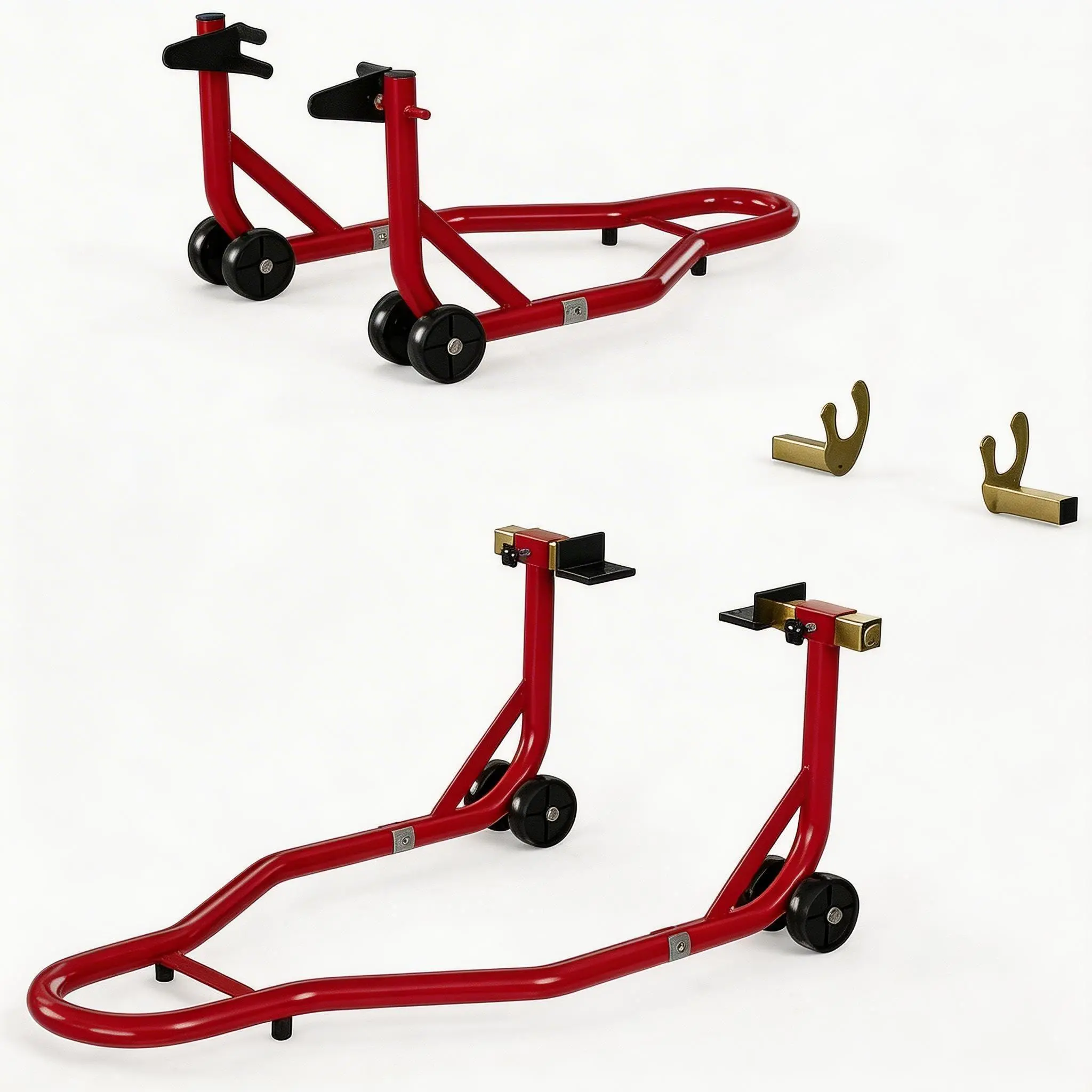 Motorcycle Stand Lift Front and Rear Combo, 450 LB Capacity Heavy Duty Adjustable Dirt Bike Lift with U+L Fork Swingarm Spool for Garage Workshop