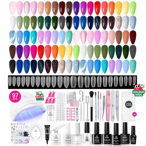 Beetles Gel Nail Polish Kit with U V Light Gel Polish Set with Nail Stamp Nail Tips Base Top Coat All Season Gel Polish Starter Kit Manicure Tools Gift for Women Girls