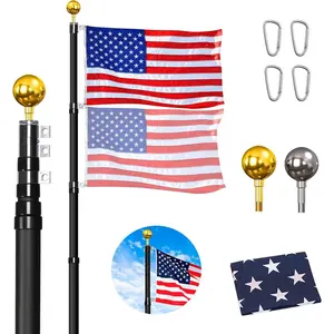 Gientan 25FT Telescopic Flag Pole Kit, Heavy Duty Aluminum, 3x5 American Flag, Adjustable, Tangle Free, Easy to Install 2024  ornament Banners